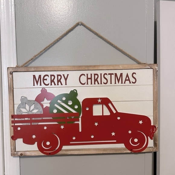 Other - Two Sided Vintage Christmas and Fall Wooded Hanging Wall Decor
